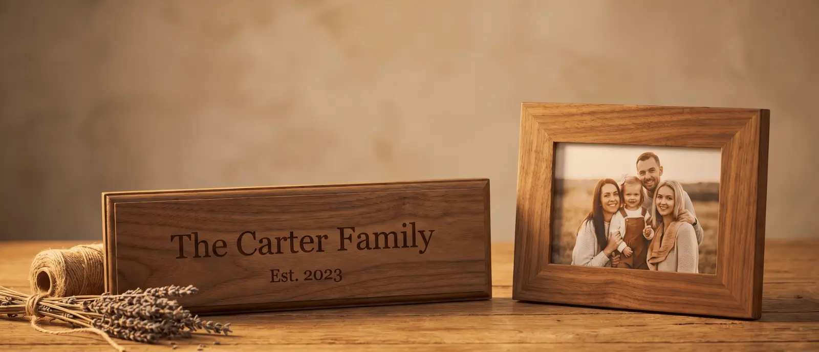 wooden category banner