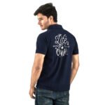 Pure Cotton Polo Neck T-Shirt- Blue - Image 2