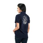Pure Cotton Polo Neck T-Shirt- Blue - Image 3
